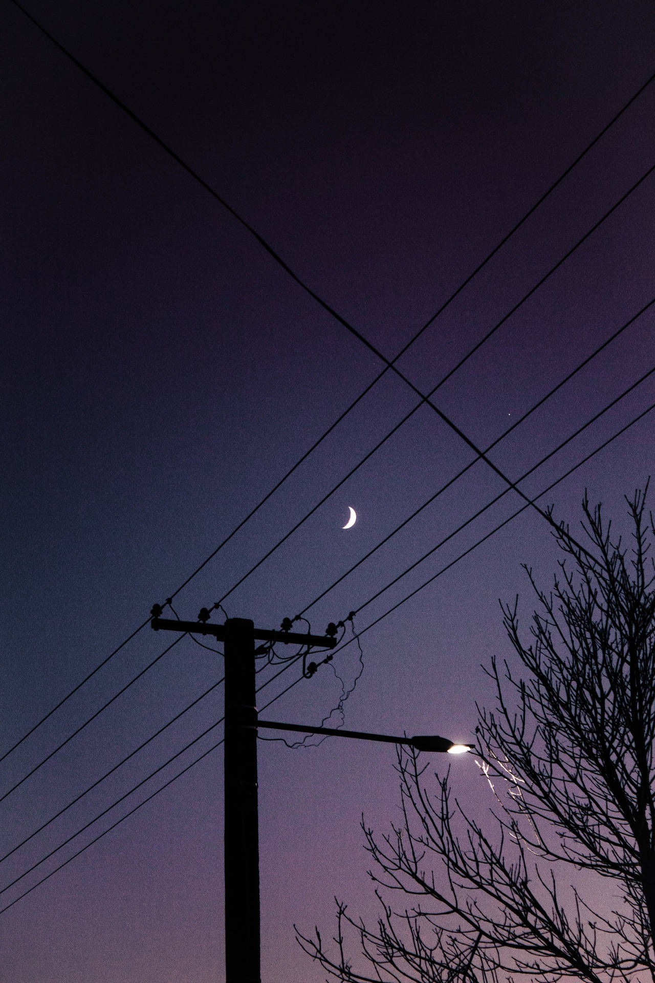 Night Aesthetic Electrical Line Silhouette Background