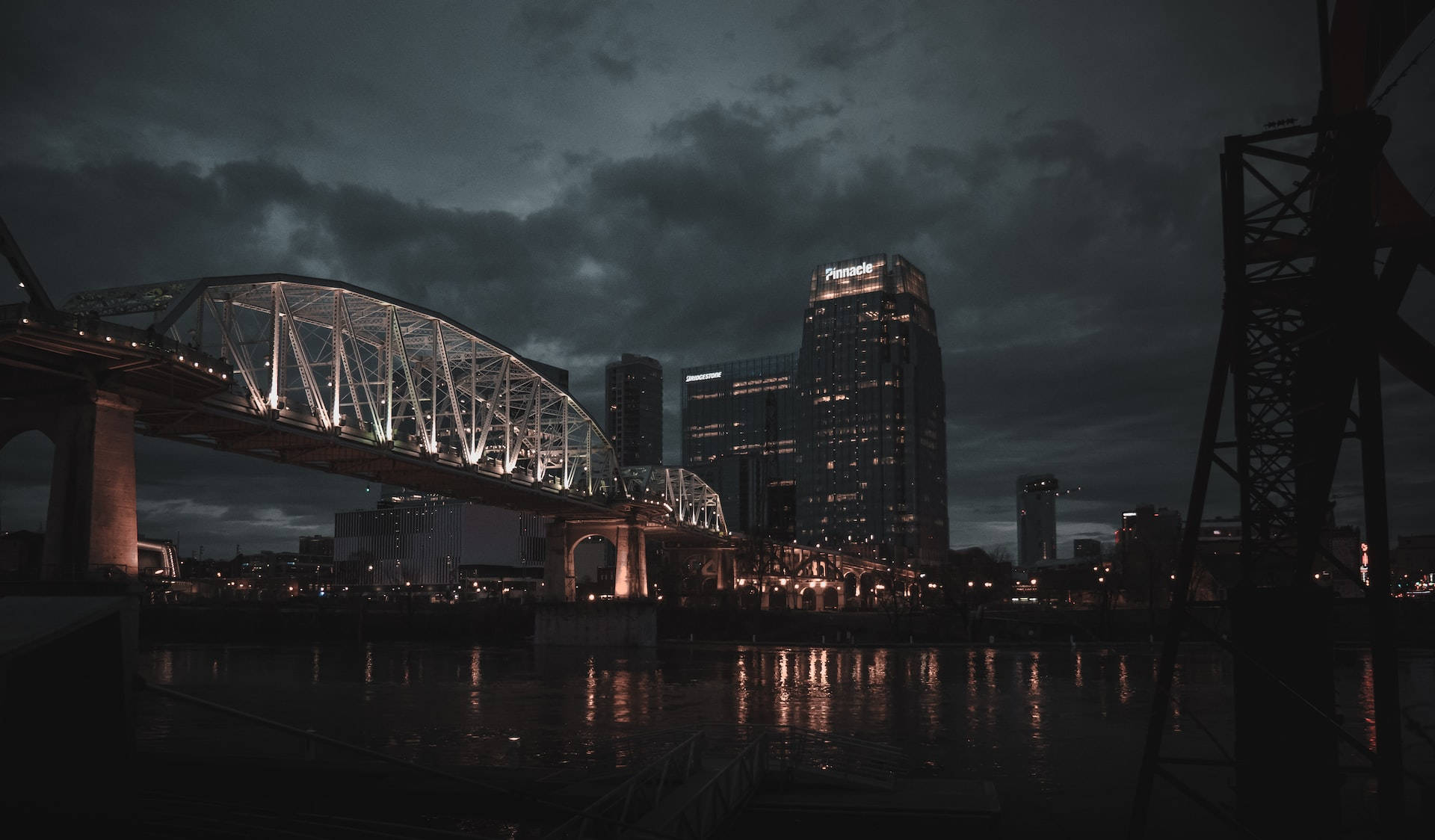 Night Aesthetic River Bridge Background