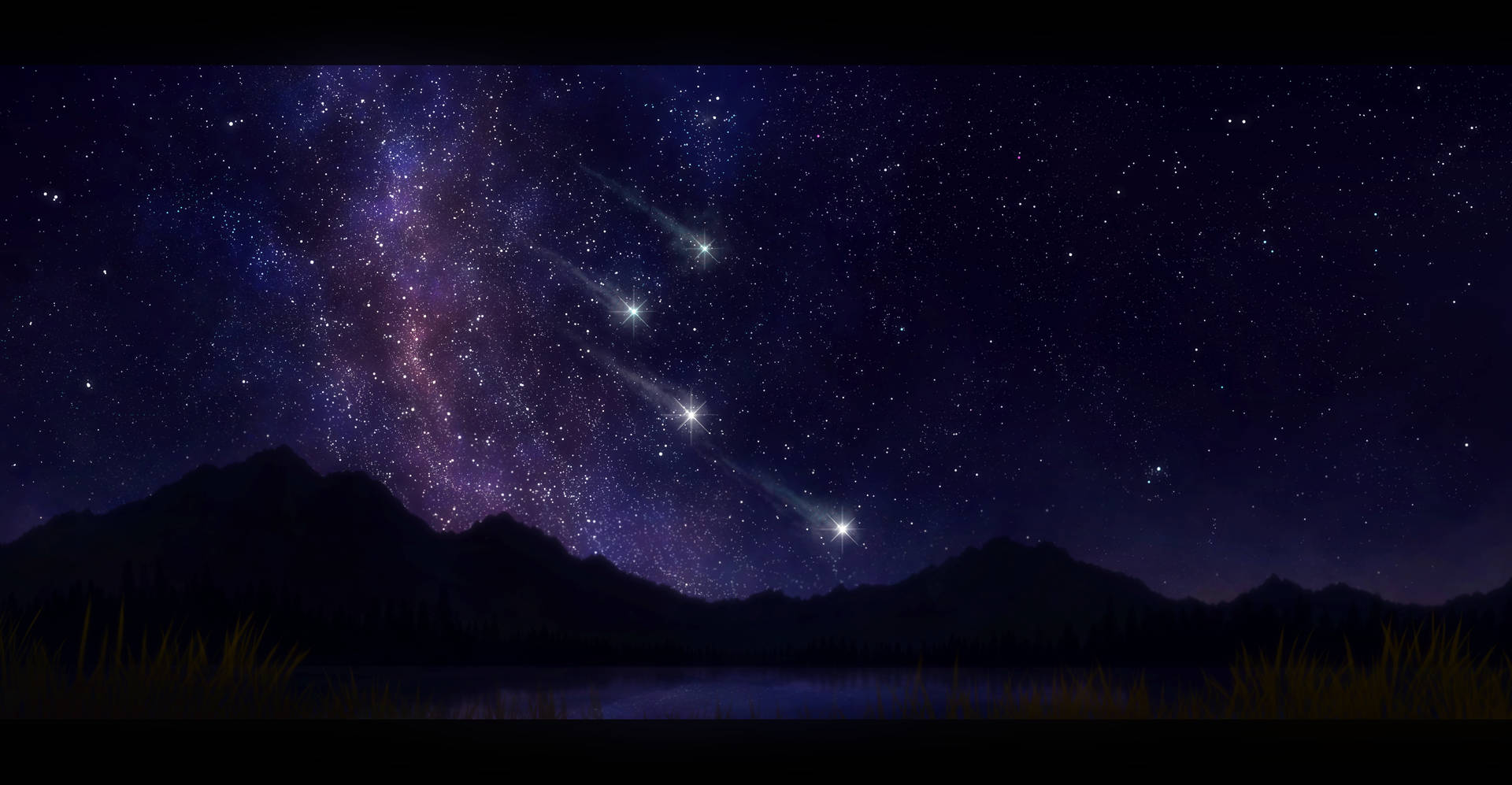 Night Aesthetic Shooting Stars Background