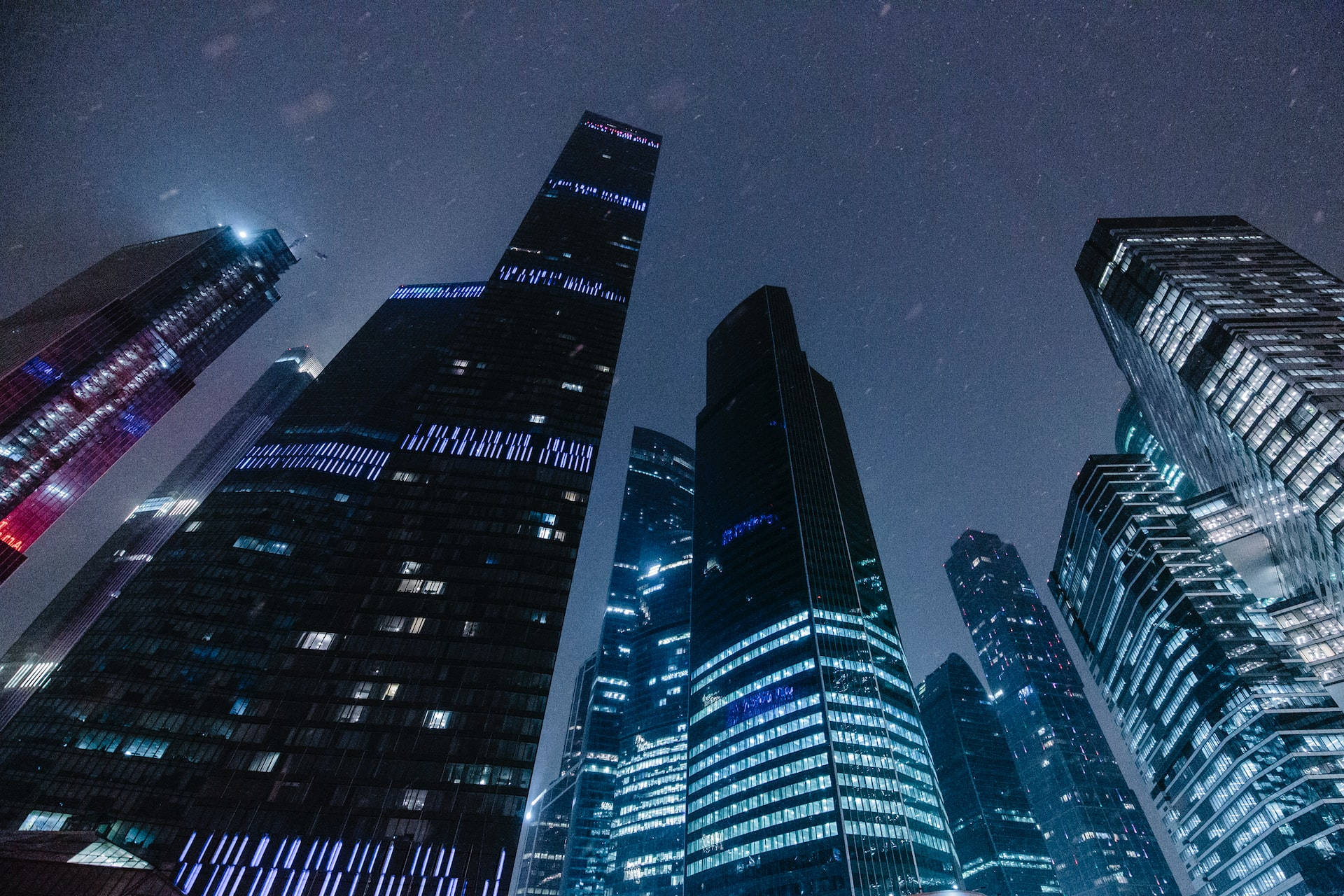 Night Aesthetic Tall Building Lights Background