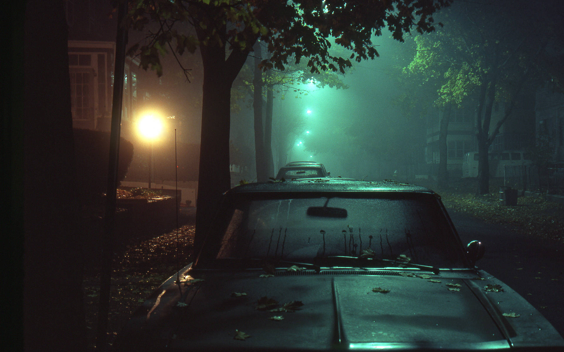 Night Aesthetic Yellow And Green Street Background