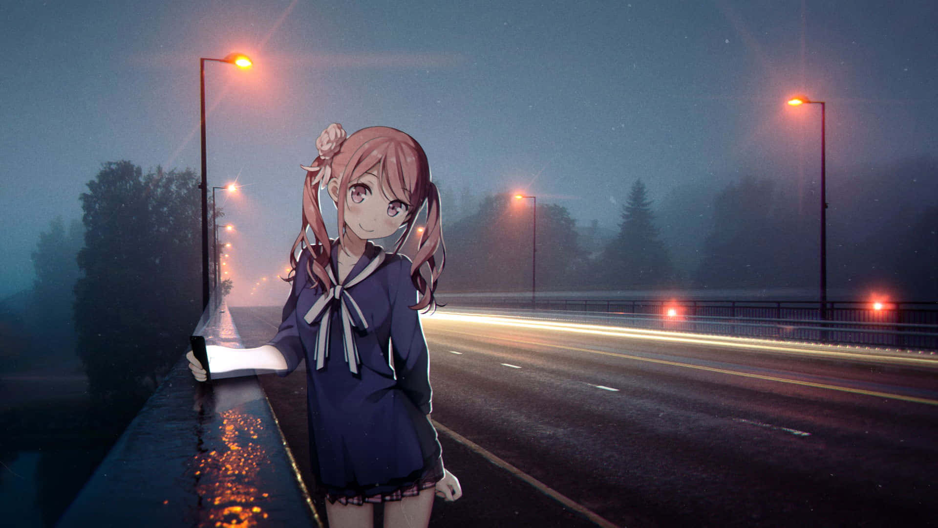 Night Anime Highway Road