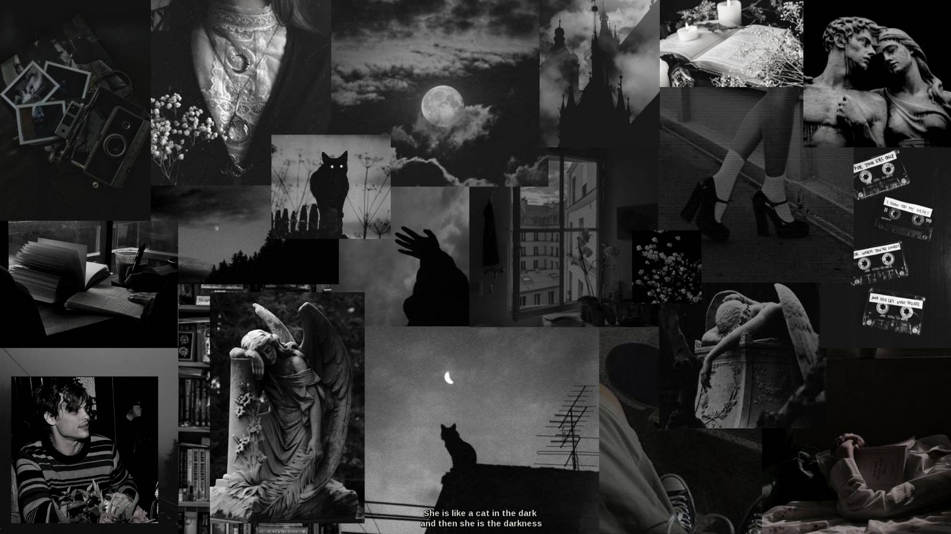 Night Black Aesthetic Collage Tumblr And Laptop Background