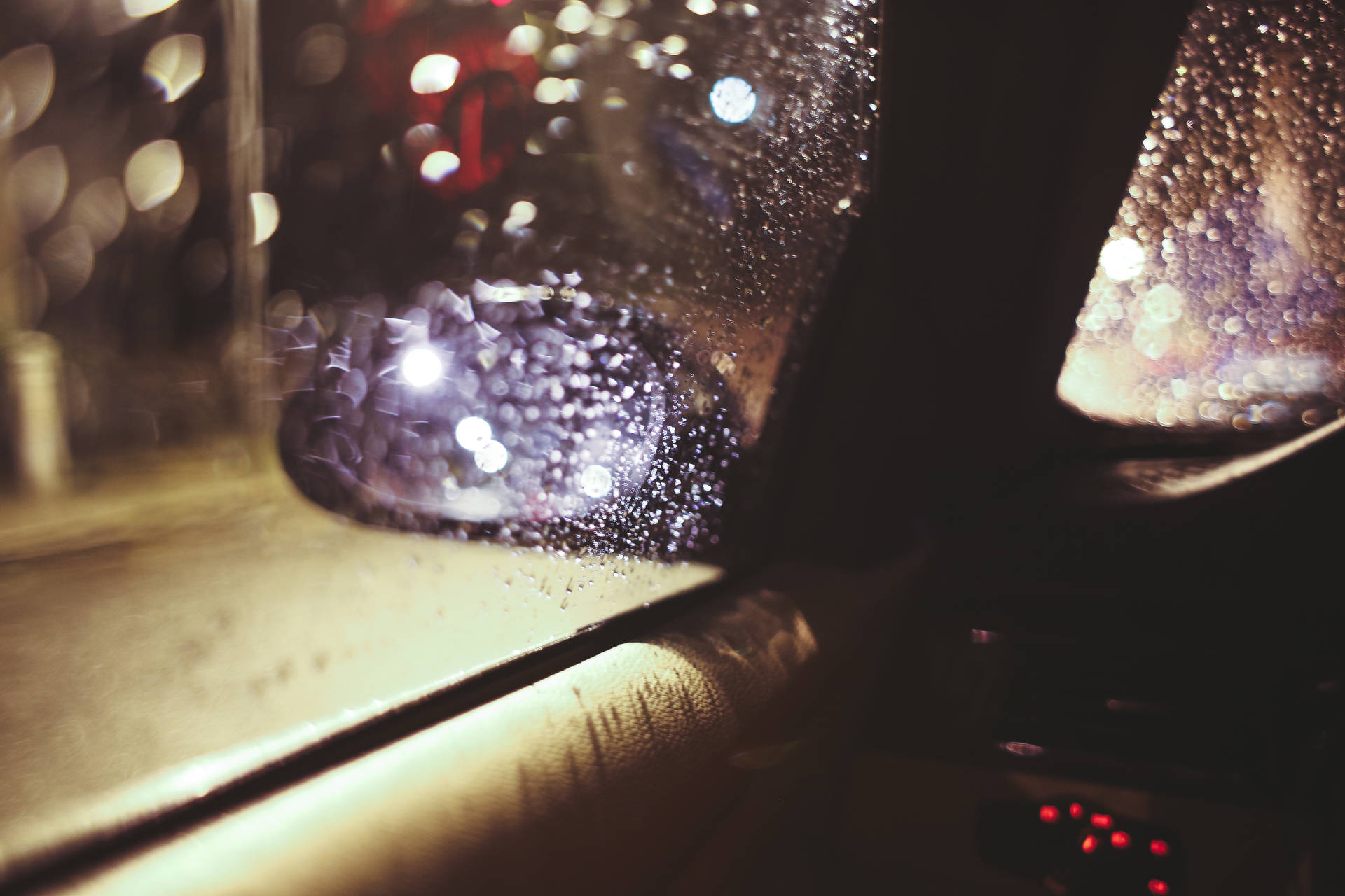 Night Car Ride While It's Raining Background