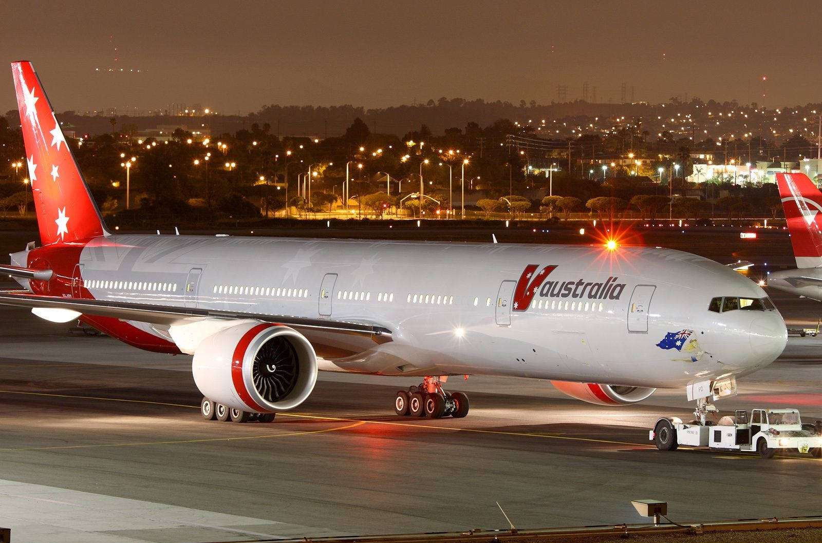 Night Flight Of Virgin Atlantic Aviation Background