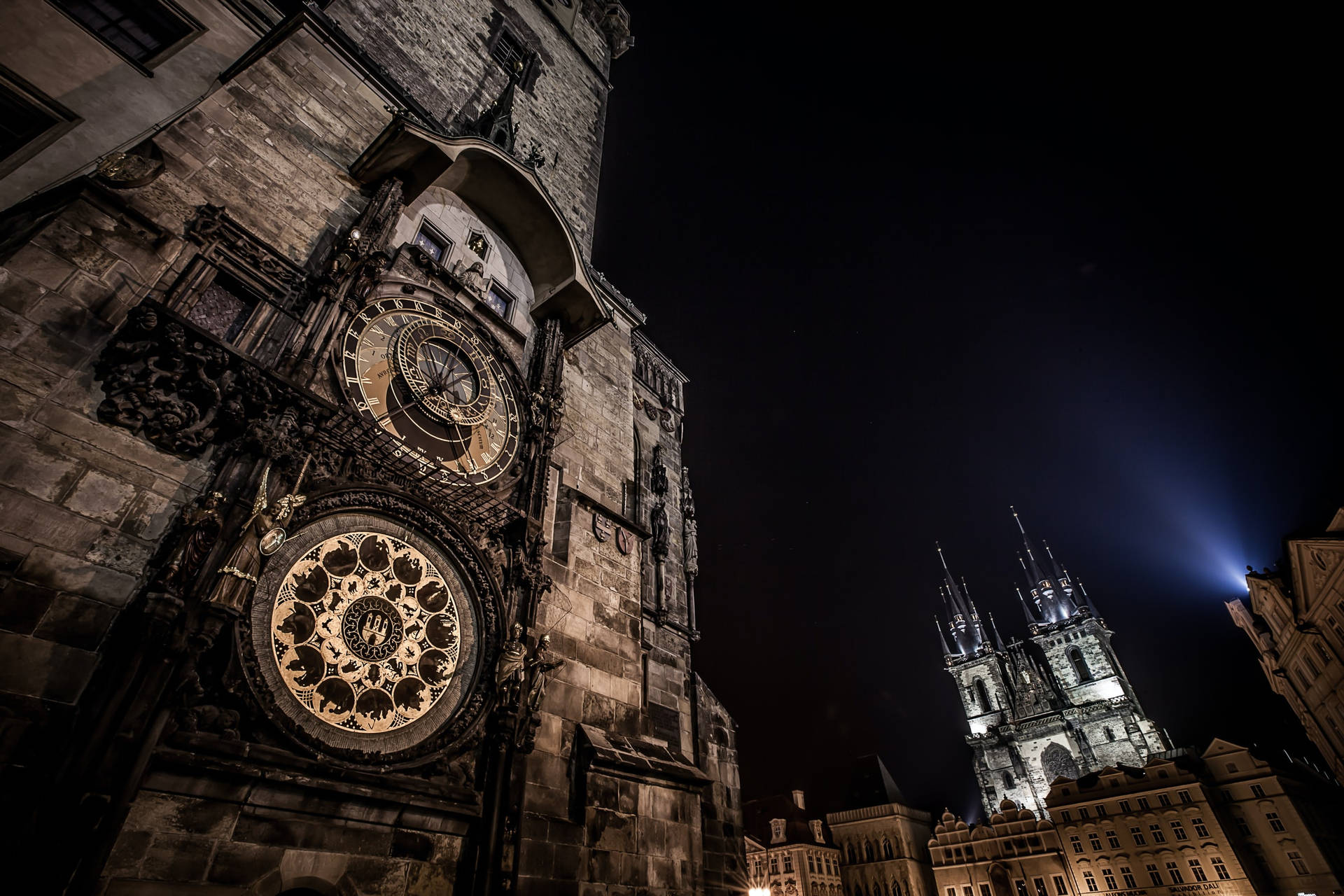 Night In Prague Czech Republic Background