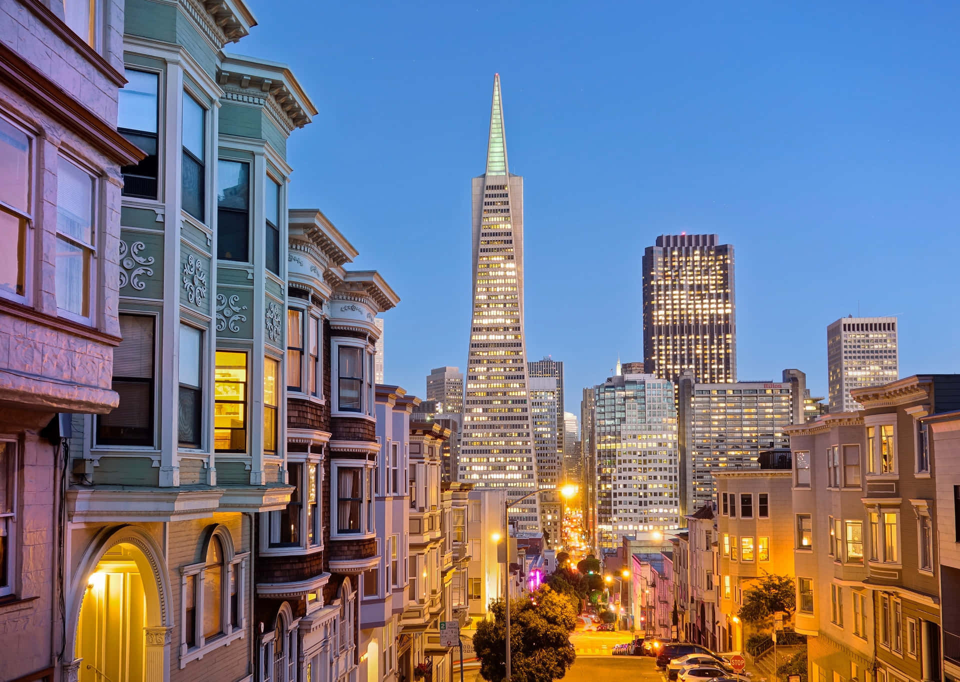 Night In Transamerica Pyramid Background