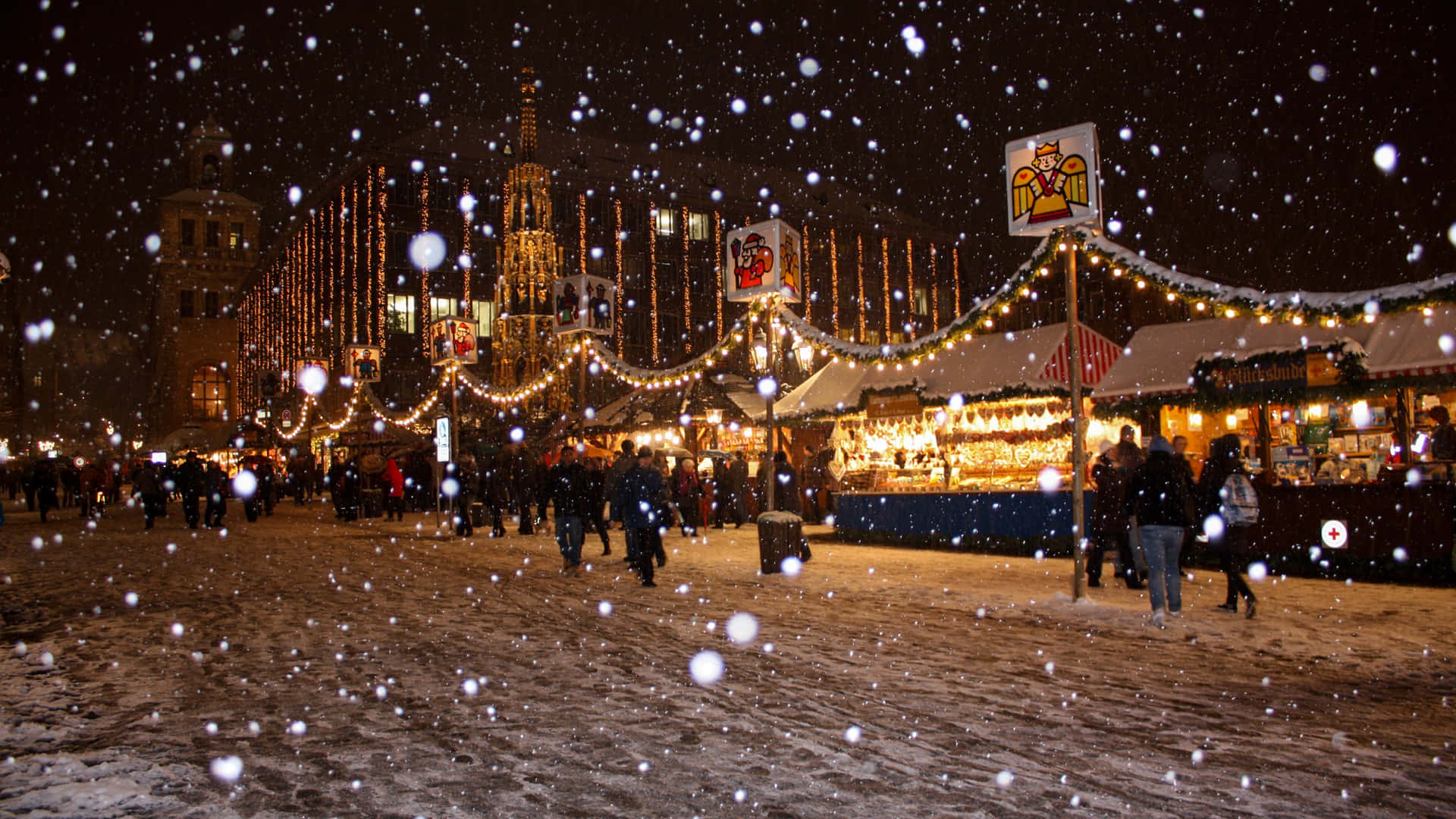 Night Market High Resolution Christmas Desktop Background