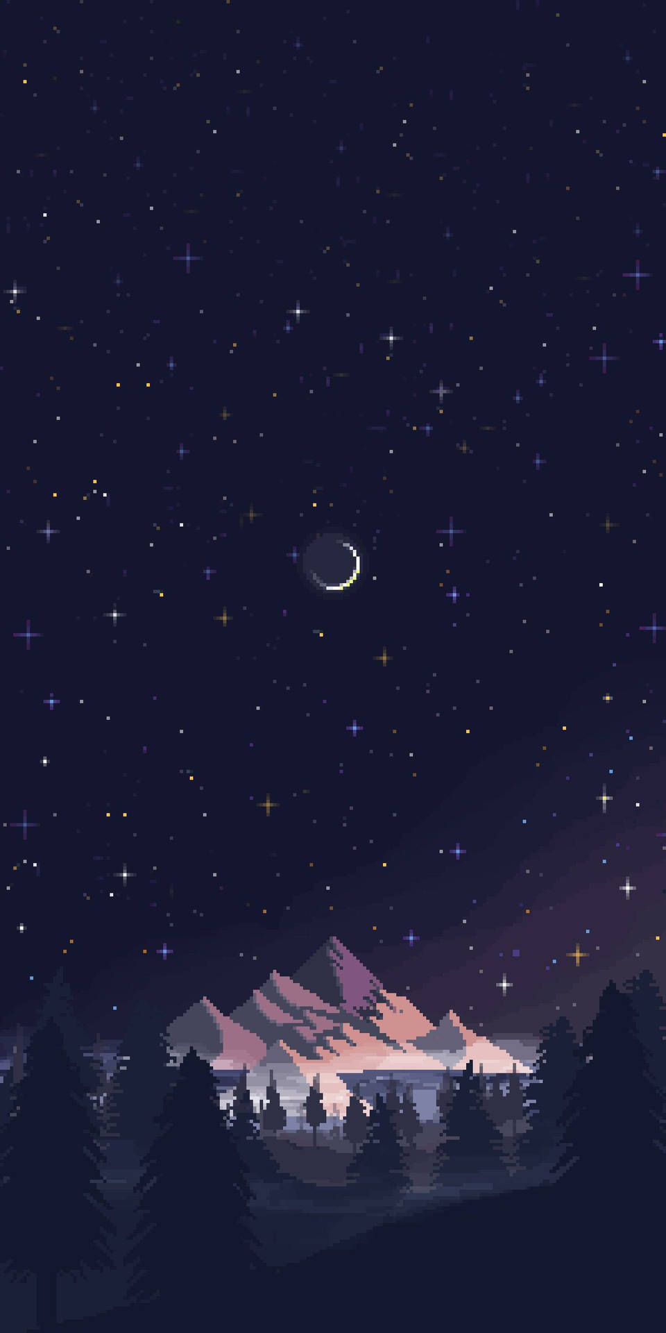 Night Minimal Pixel Art Background