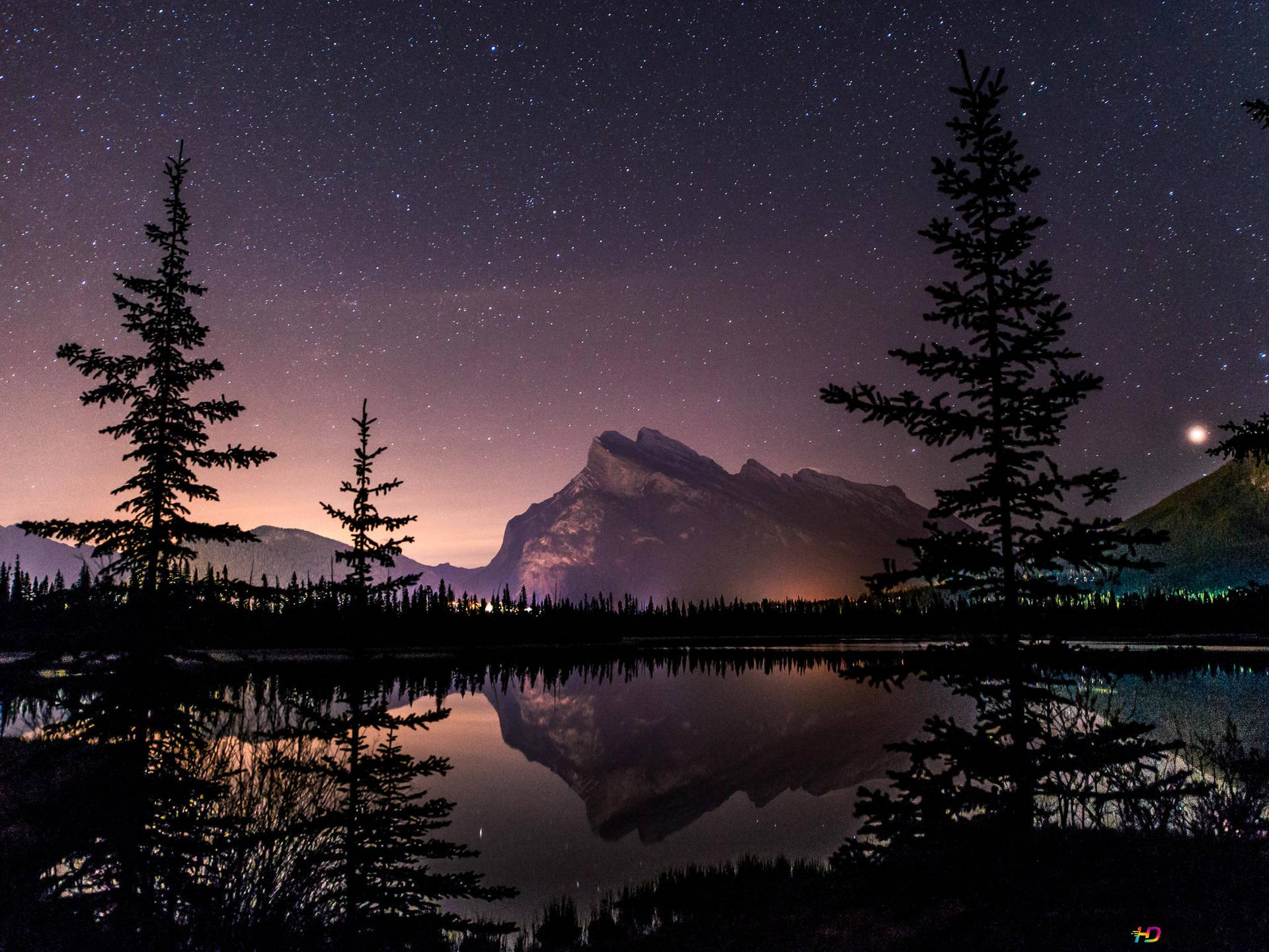 Night Mountain Lake Background