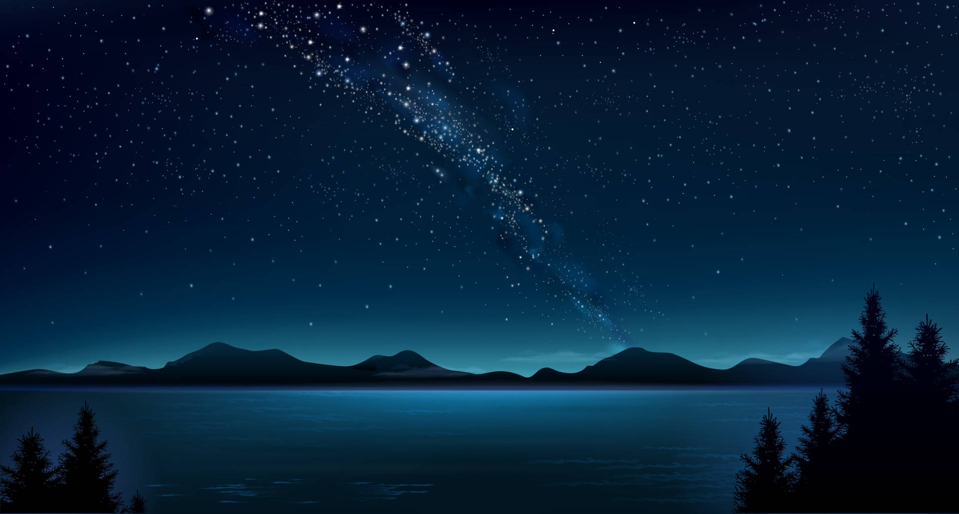 Night Mountain Meteor Background