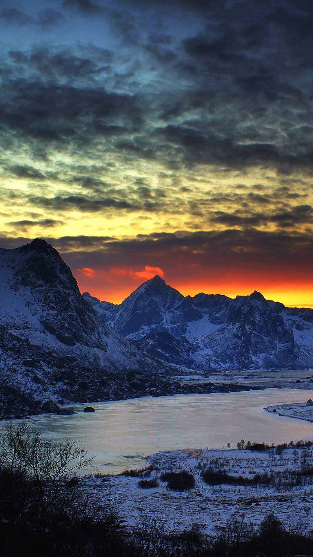 Night Mountain Sunset Background