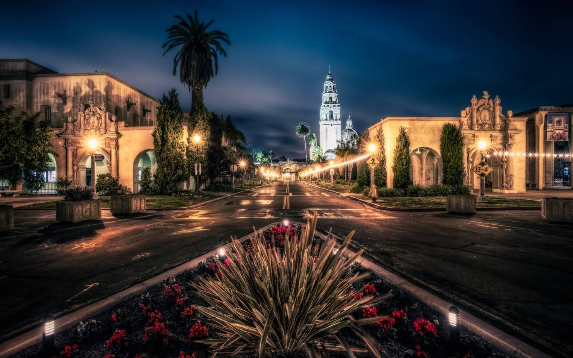 Night Scene Inside Balboa Park Background