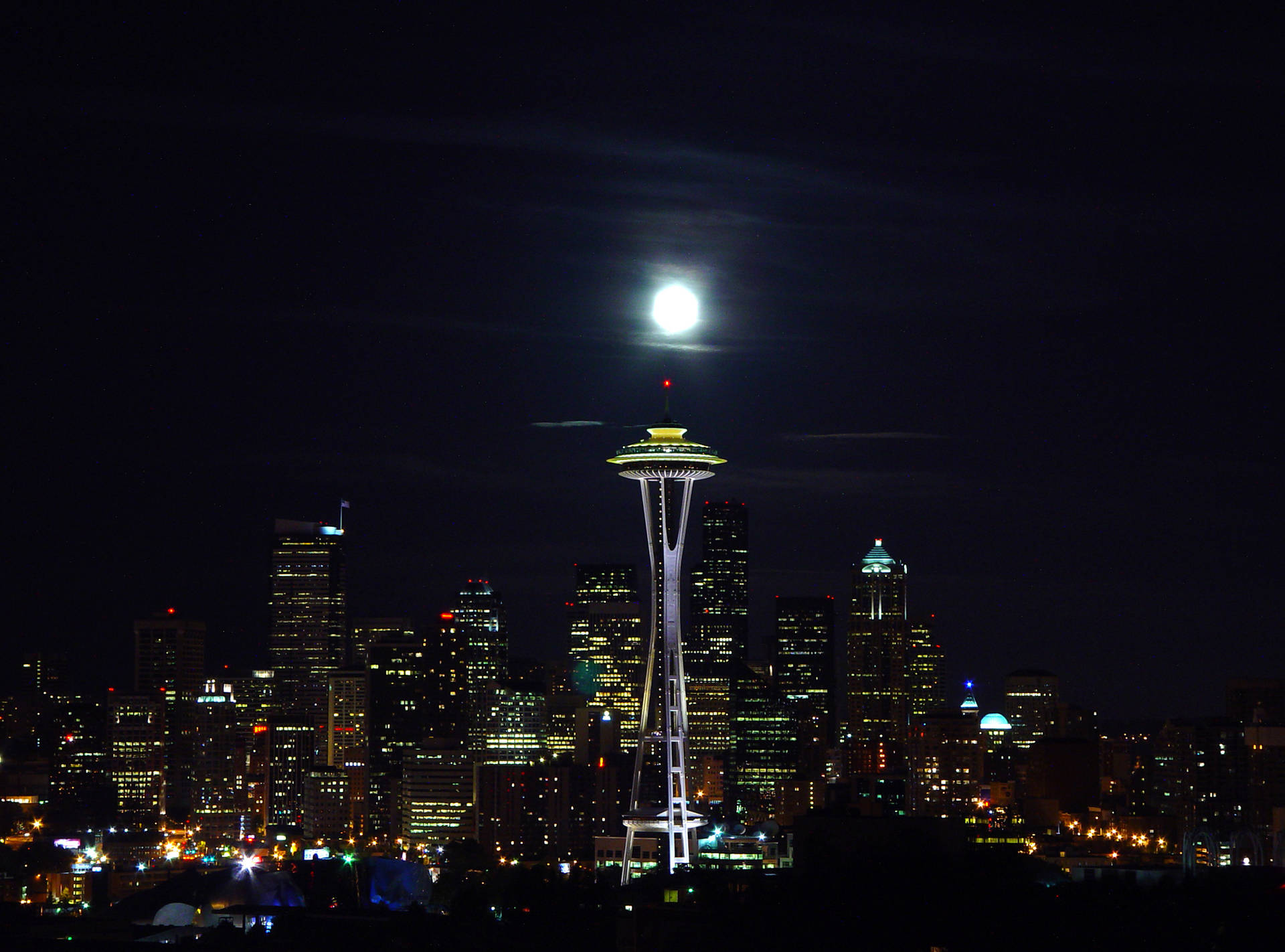 Night Seattle Skyline Space Needle