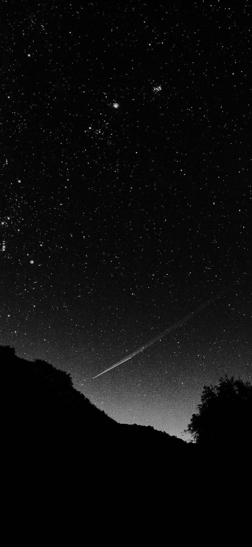 Night Sky With Shooting Star Solid Black Iphone Background