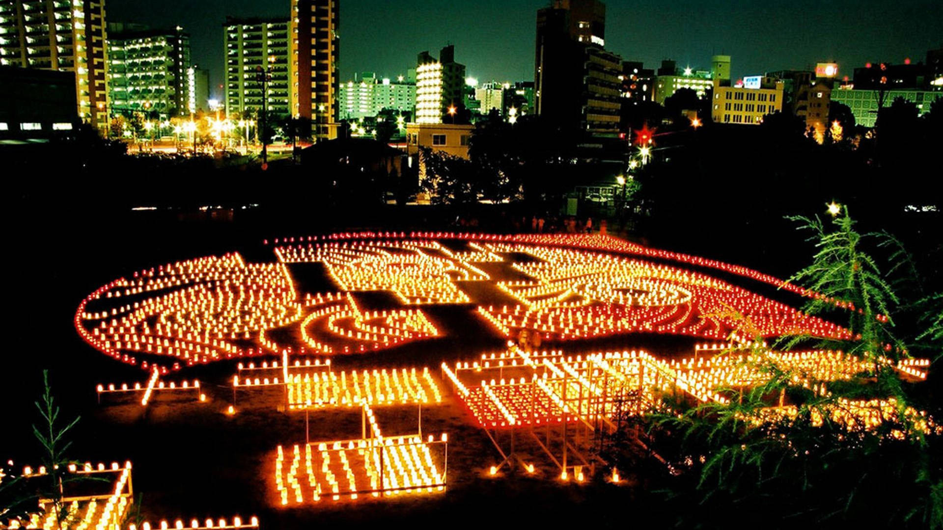 Night View City Lights Fukuoka Background