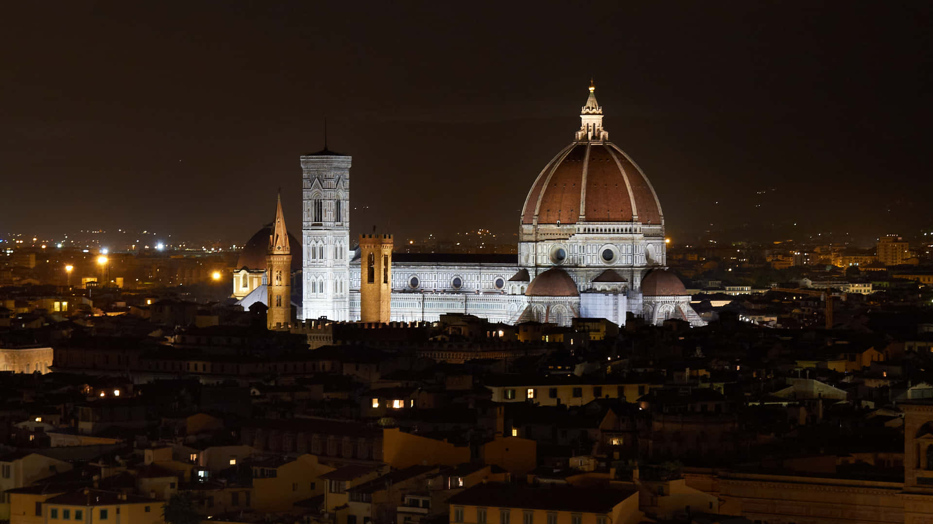 Night View Florence Cathedral Italy Background