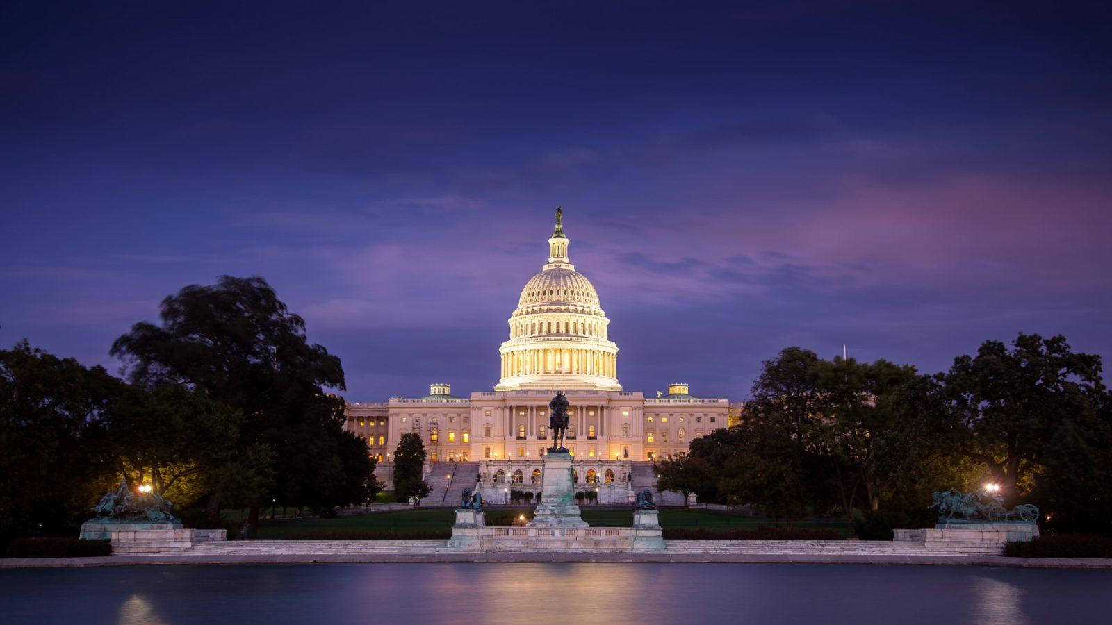 Night View Of The United States Capitol