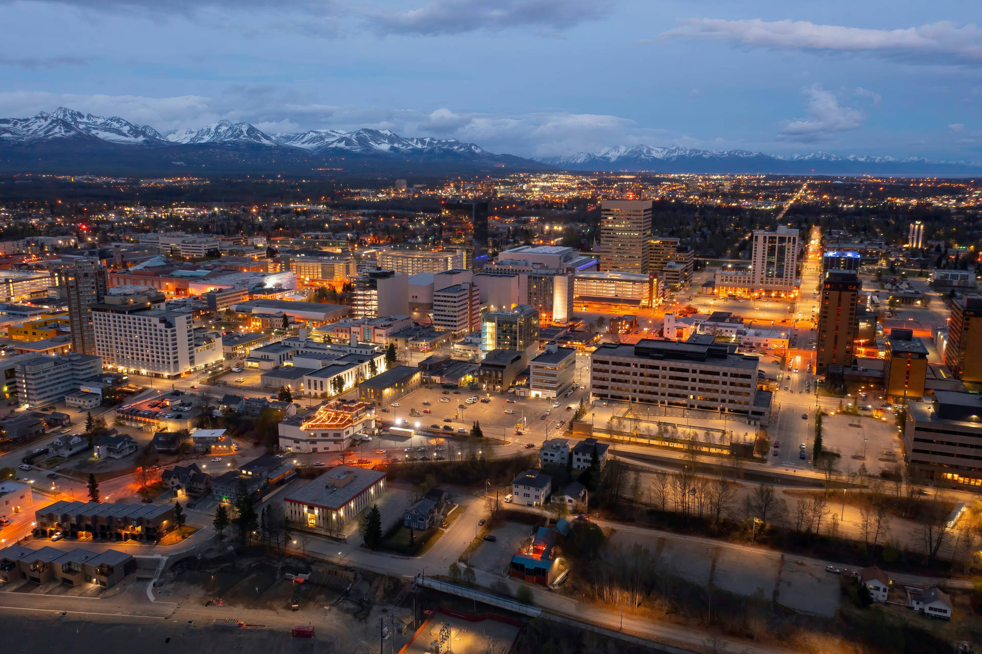 Night Vista In Anchorage Background