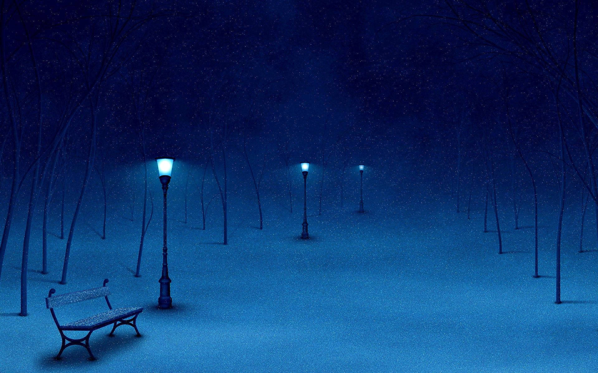 Night Winter Park Finland Background