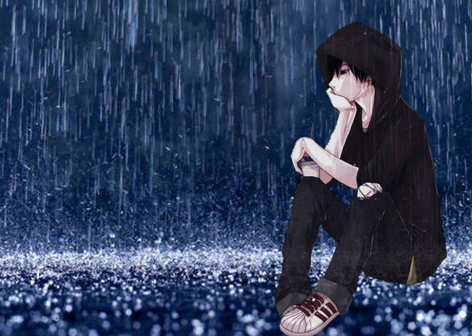 Nightcore Inspiration - Emo Guy Standing Alone In The Rain Background