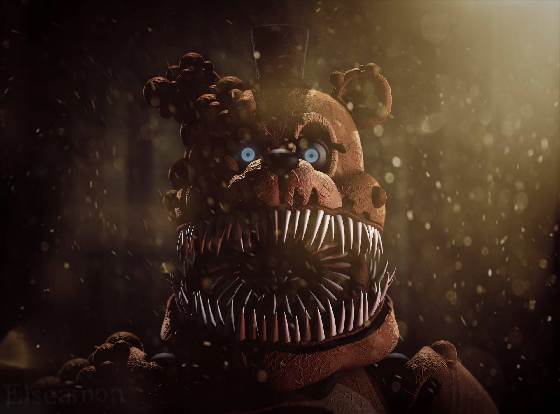 Nightmare Freddy Aesthetic Bokeh Background