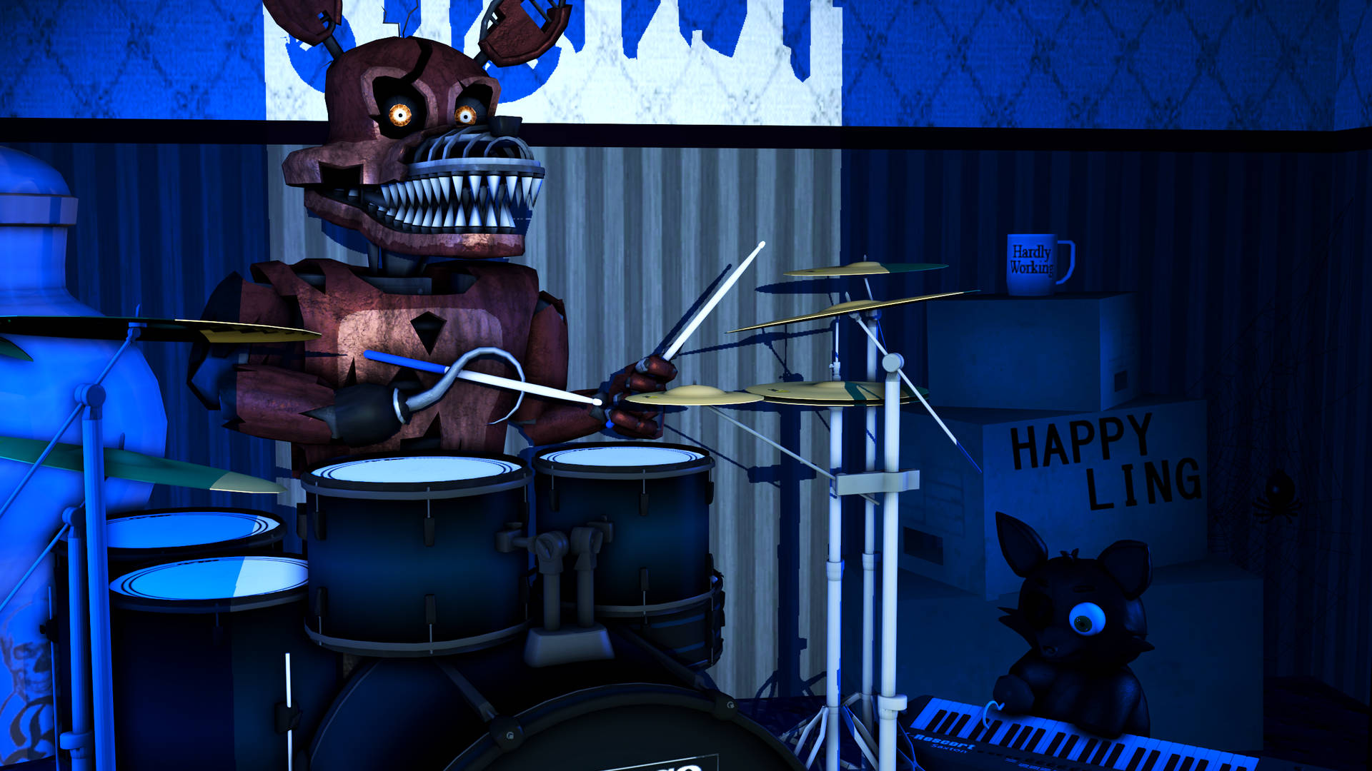 Nightmare Freddy Fnaf4 Band Background