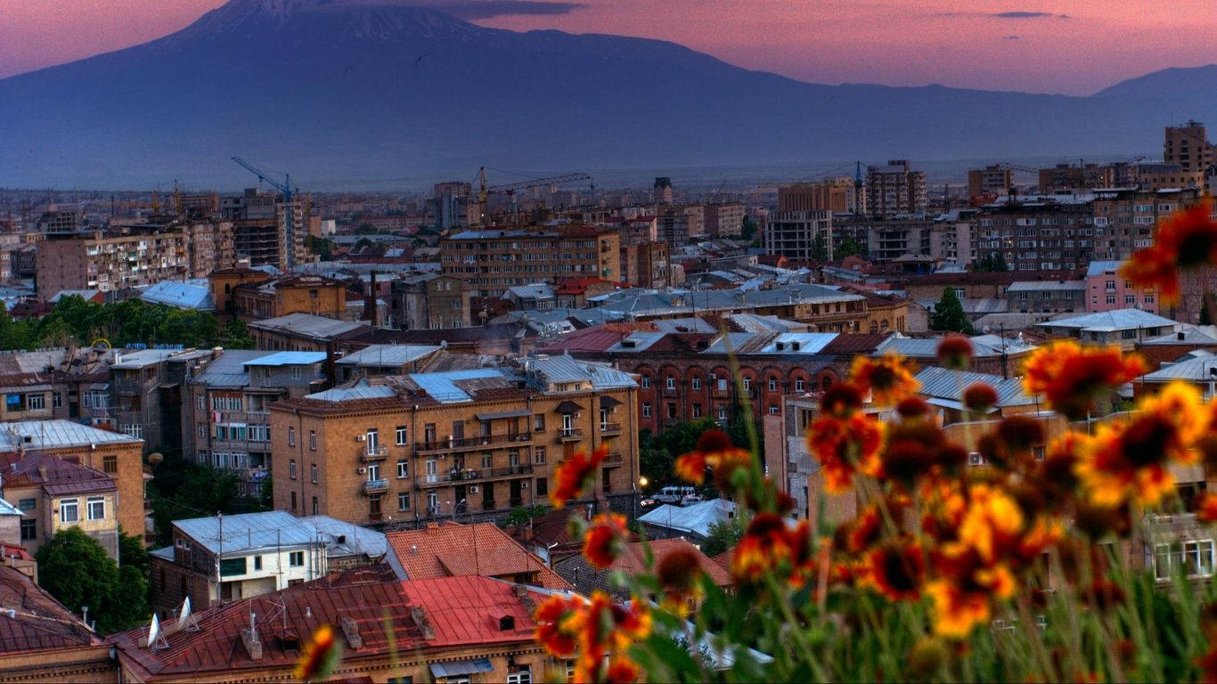 Nightscape Of Yerevan Background