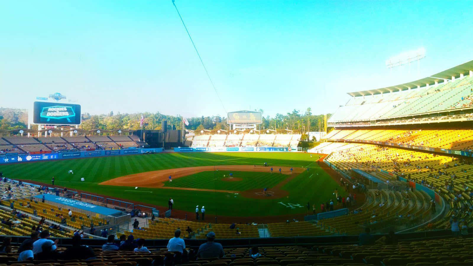 Nighttime Aerial View Of Dodger Stadium Background