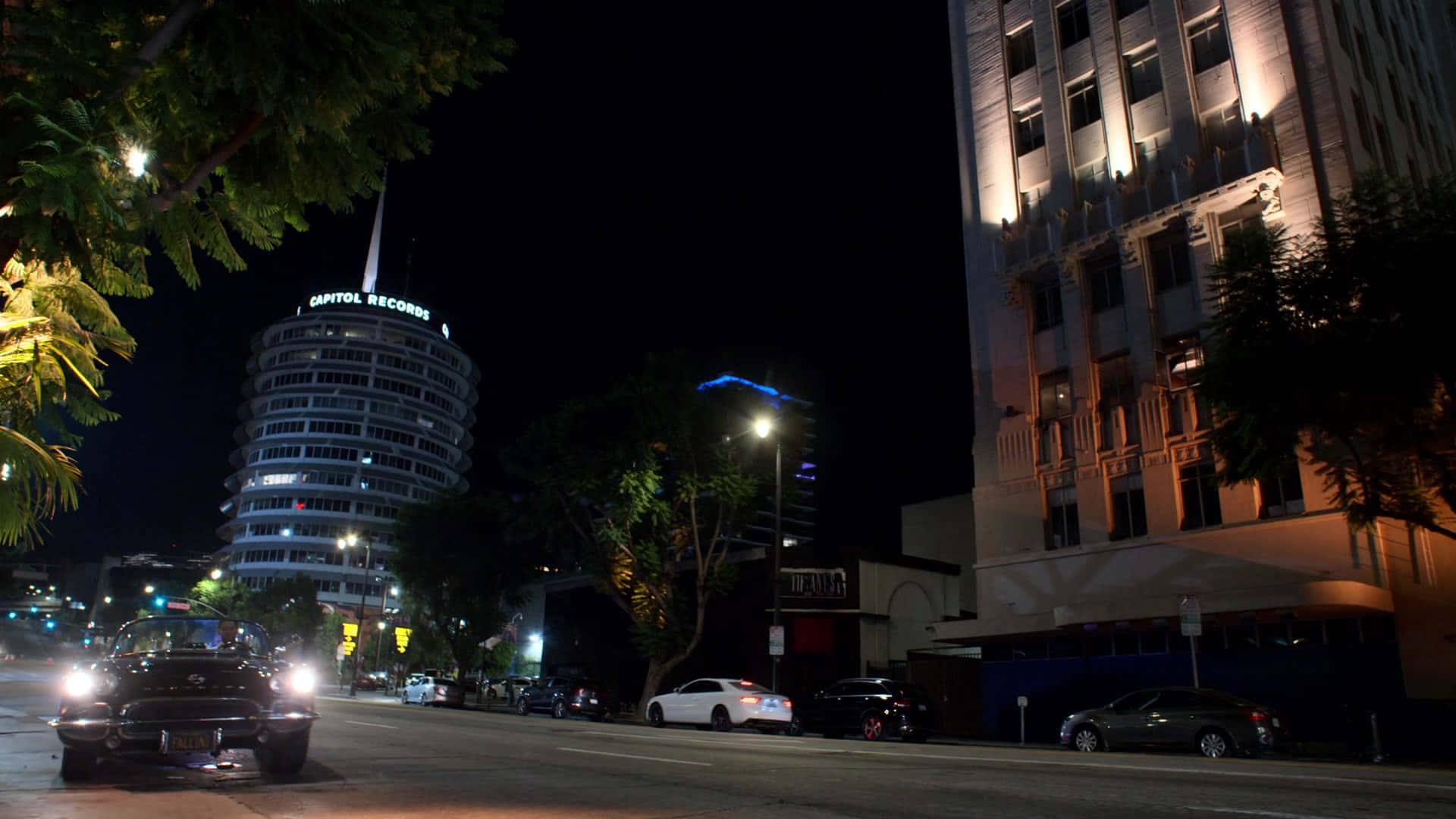 Nighttime Picture Of Capitol Records Building
