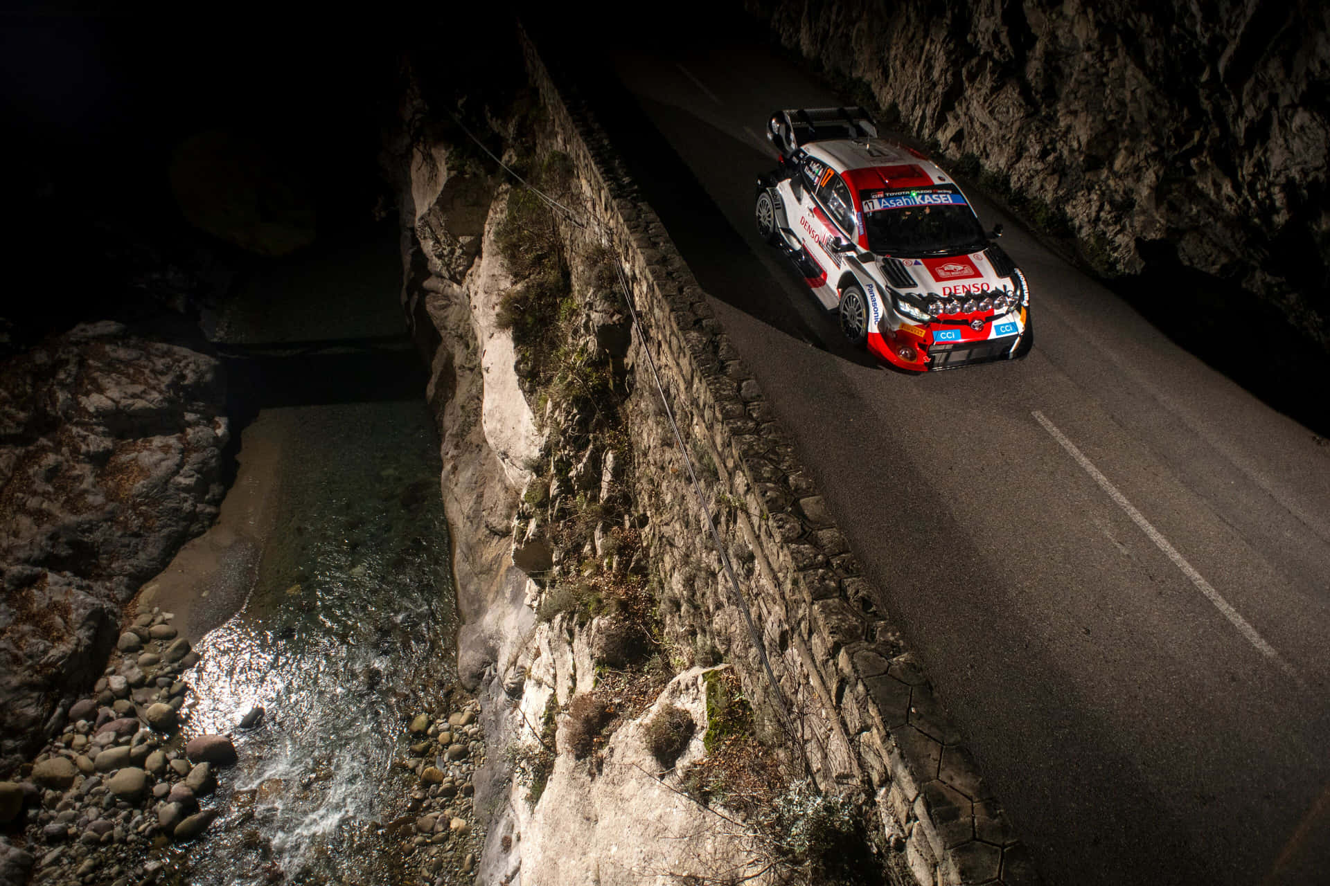 Nighttime Rally Caron Mountain Road Background