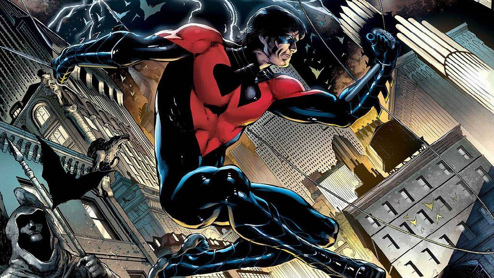 Nightwing With Buildings Background