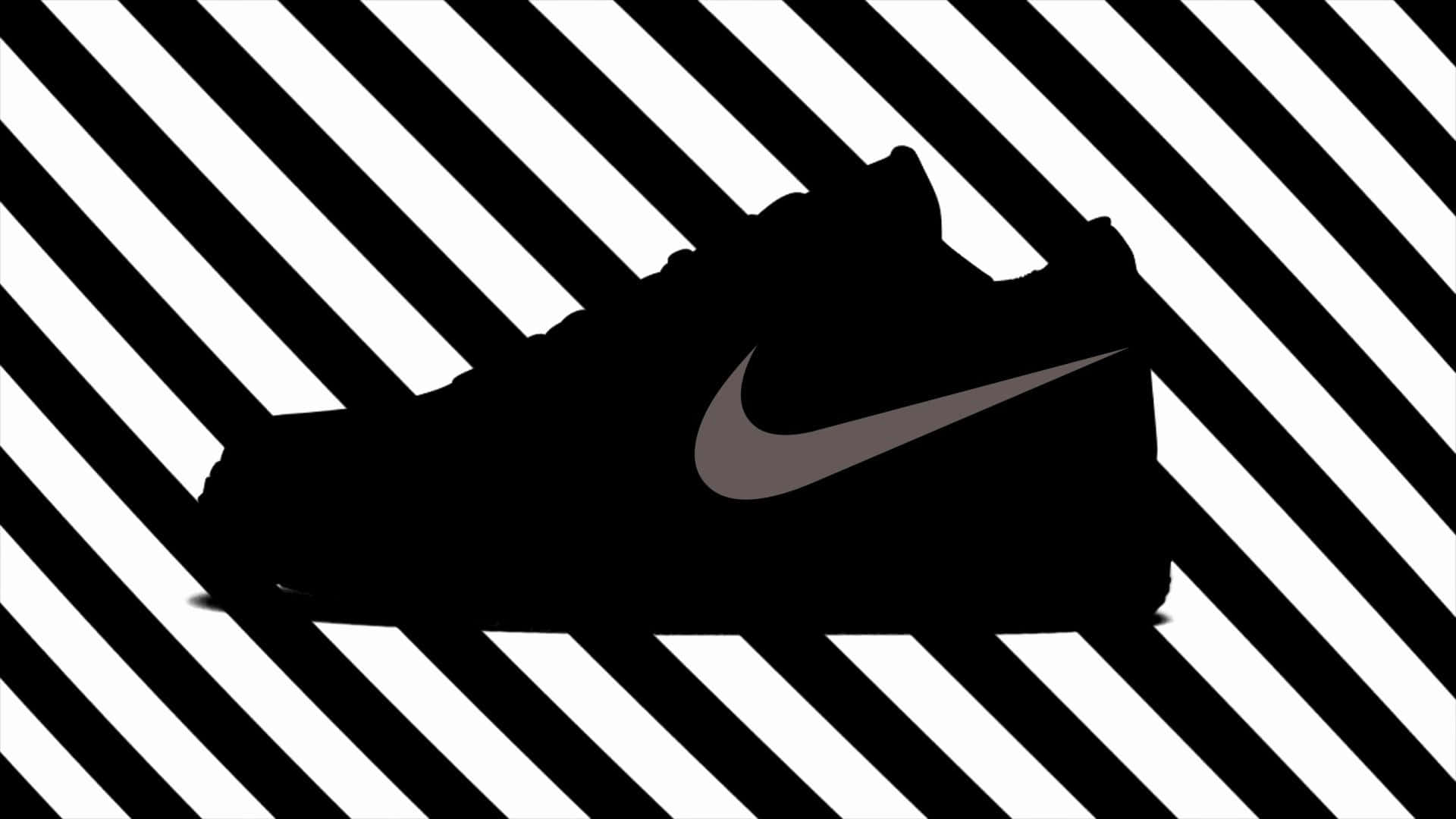 Nike Air Force 1 Silhouette On A Black And White Striped Background