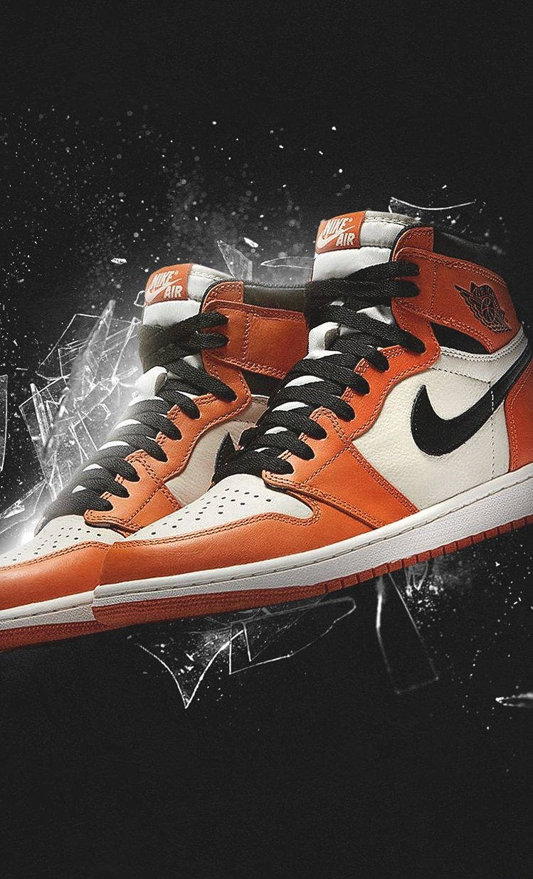 Nike Air Jordan 1 High - Orange And Black Background