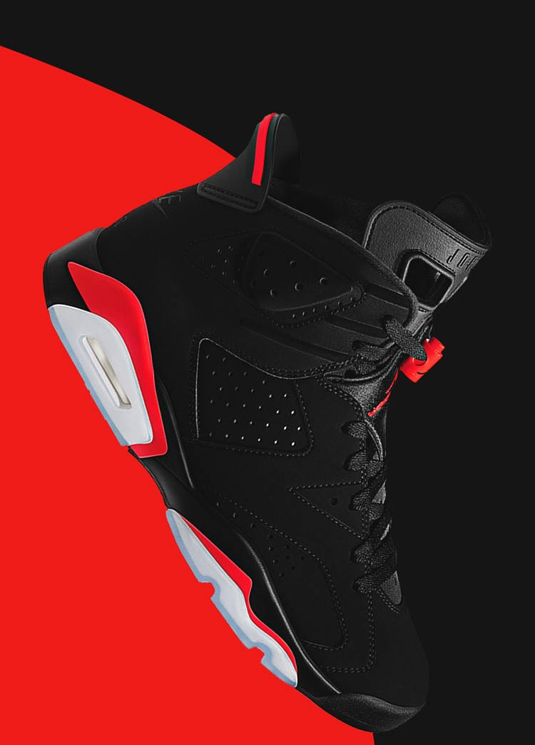 Nike Air Jordan 6 Retro - Black Red Background