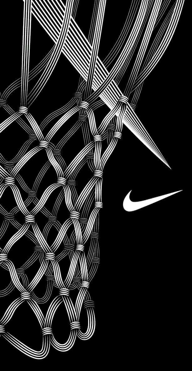 Nike Basketball Net With A Black Background Background