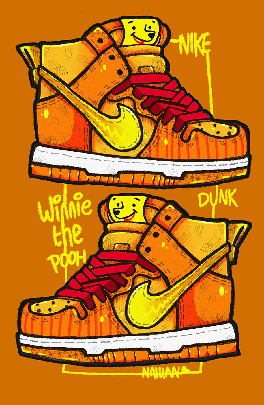 Nike Dunk Orange And Yellow Sneakers Background