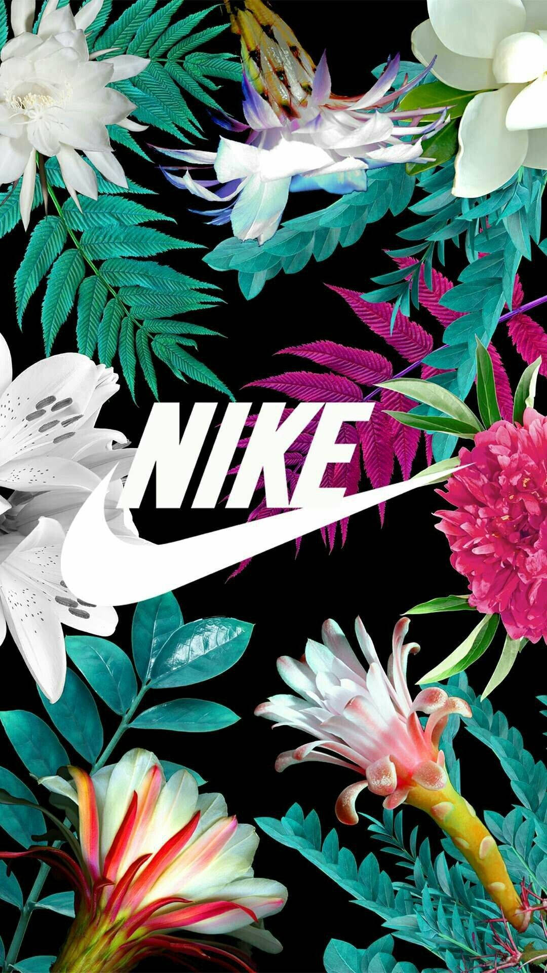 Nike Girl Floral Logo Poster Background