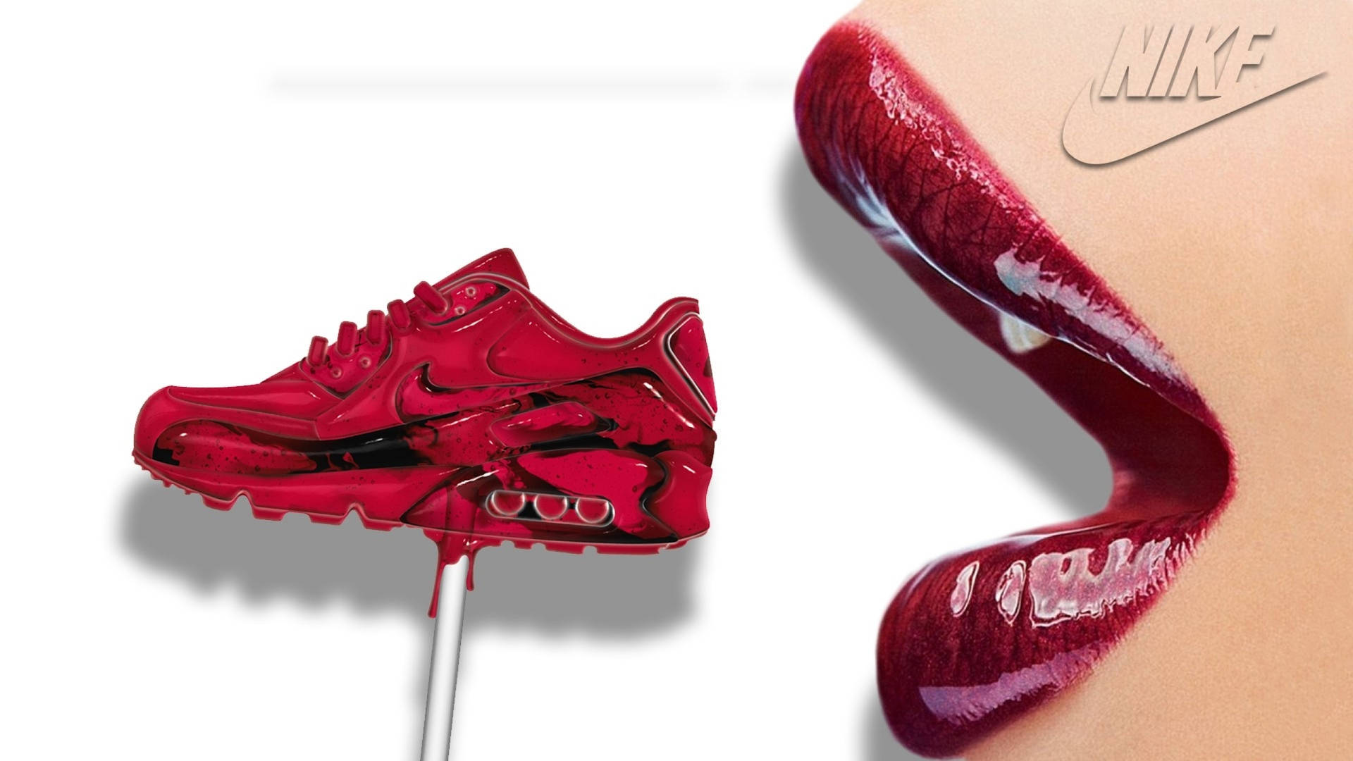 Nike Girl Lips With Lollipop Shoe Background
