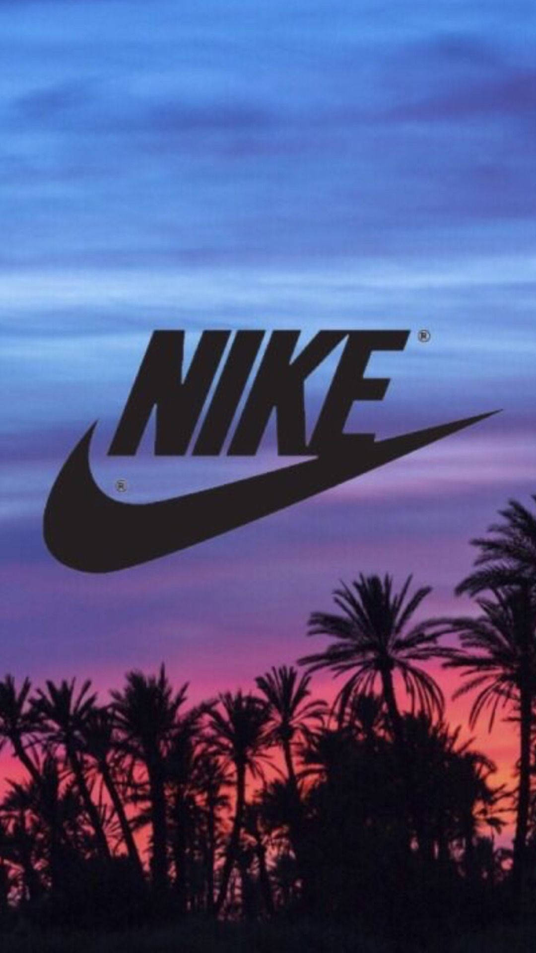 Nike Girl Palm Tree Silhouette Background