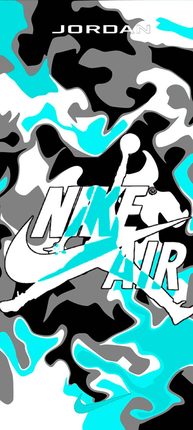 Nike Graffiti Air Turquoise Gray Black Background