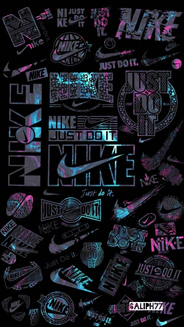 Nike Graffiti Iridescent Logos Background