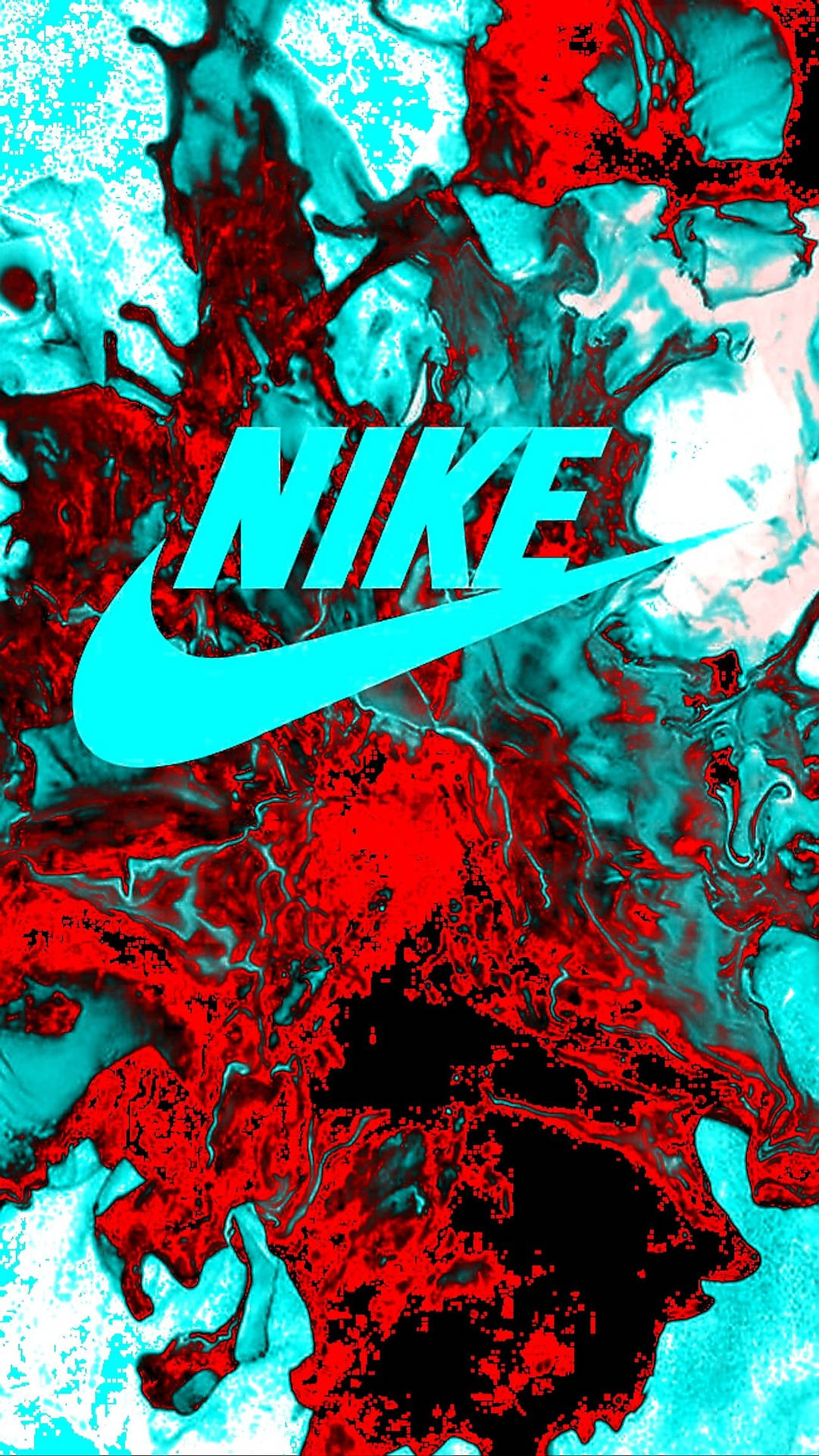 Nike Graffiti Light Blue Red Splashes Background