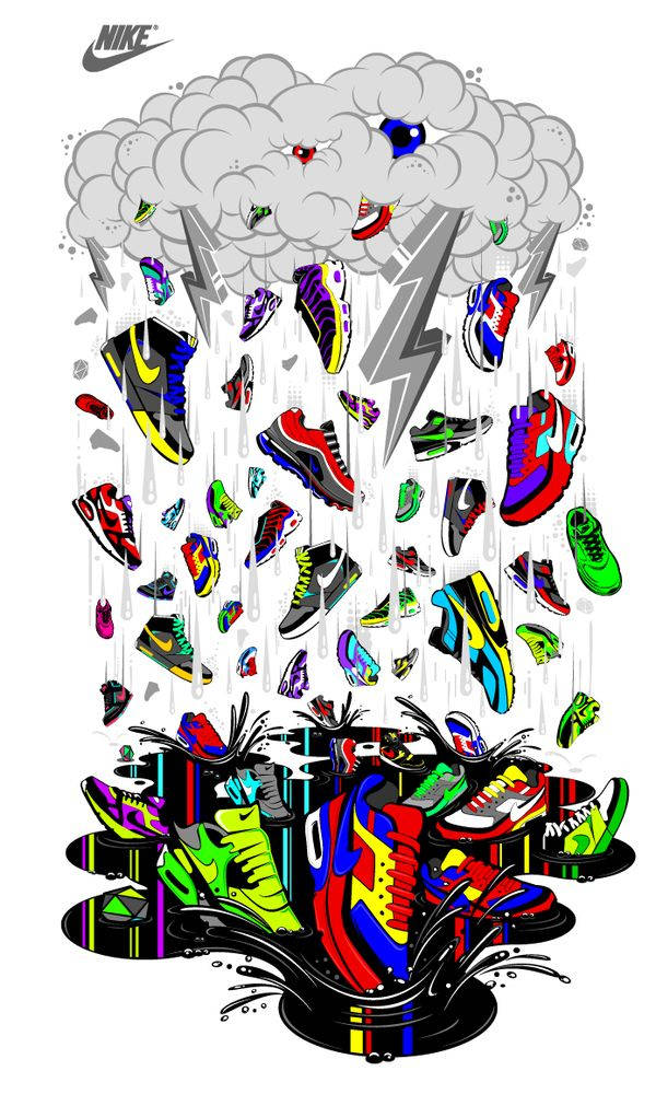 Nike Graffiti Raining Shoes Background