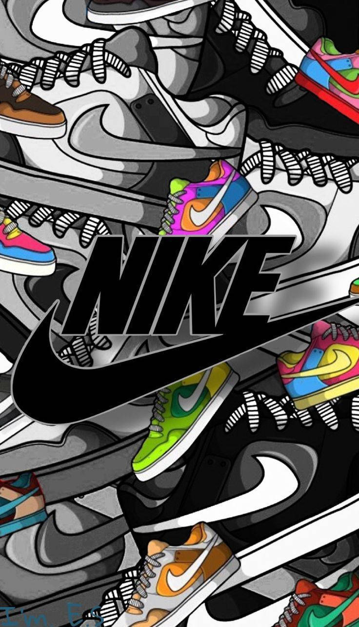 Nike Graffiti Various Shoes Background