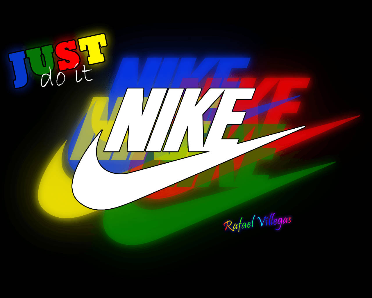 Nike Logo With A Rainbow Colored Background