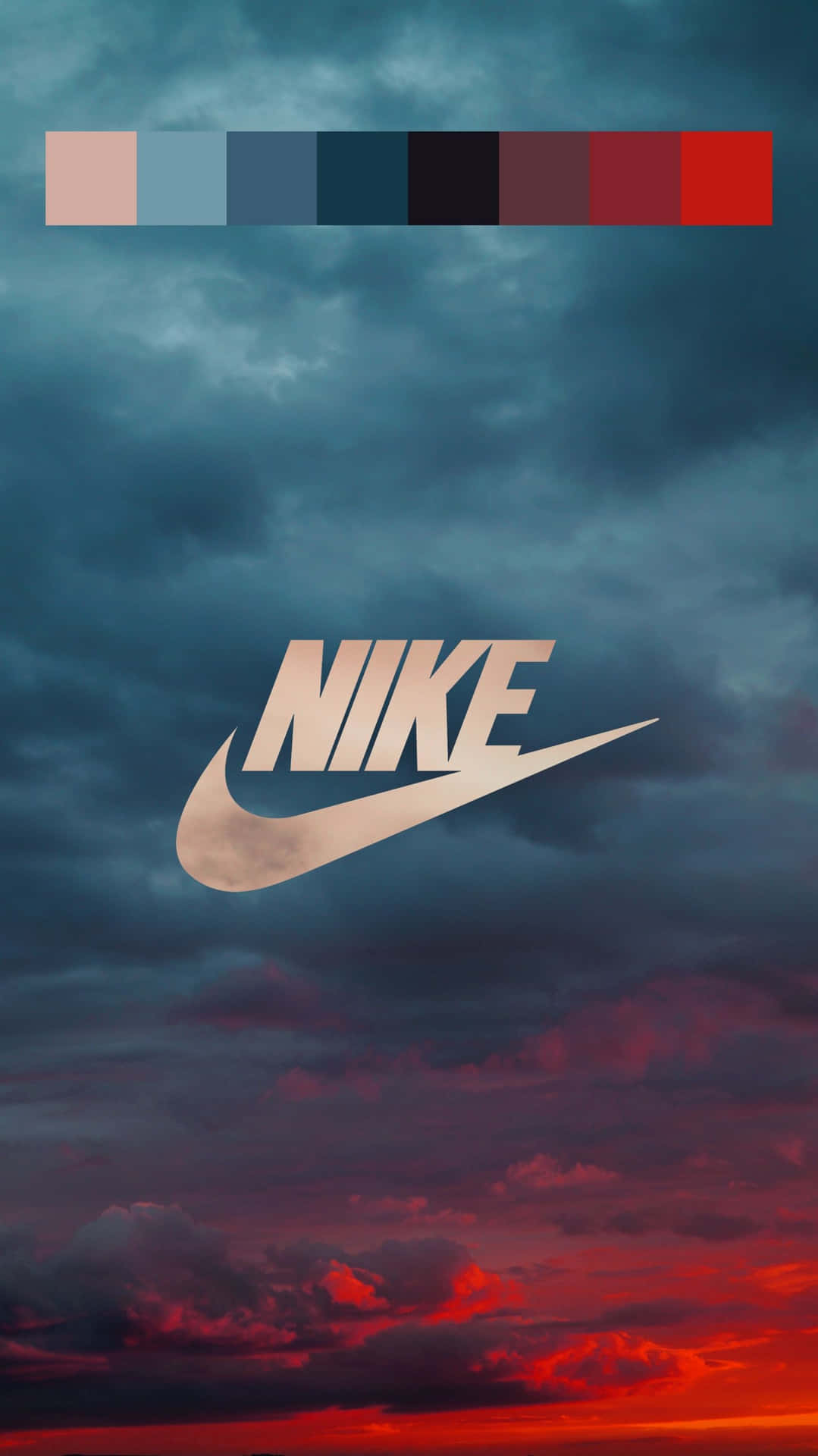 Nike Logo With A Sunset Sky Background