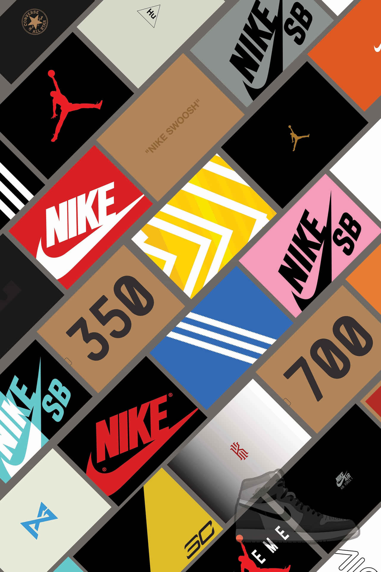 Nike Logos In Different Colors And Sizes Background