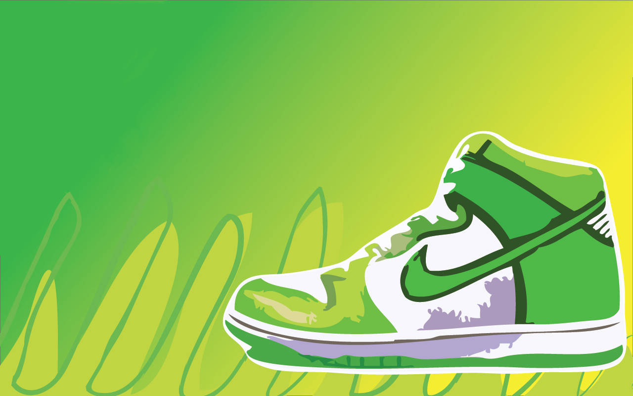 Nike Shoes Green Illustration Background