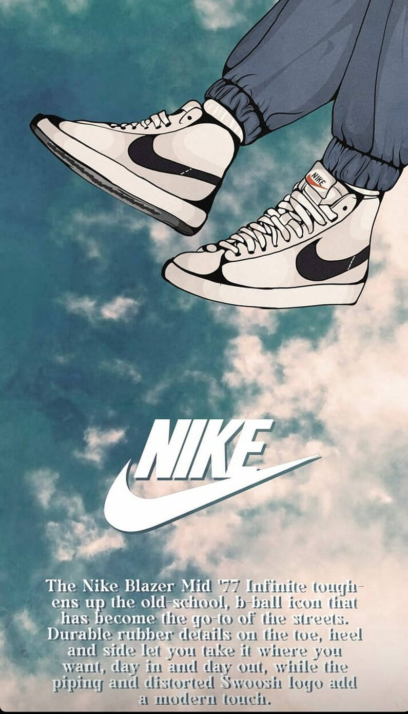 Nike Shoes With A Person's Feet In The Air Background